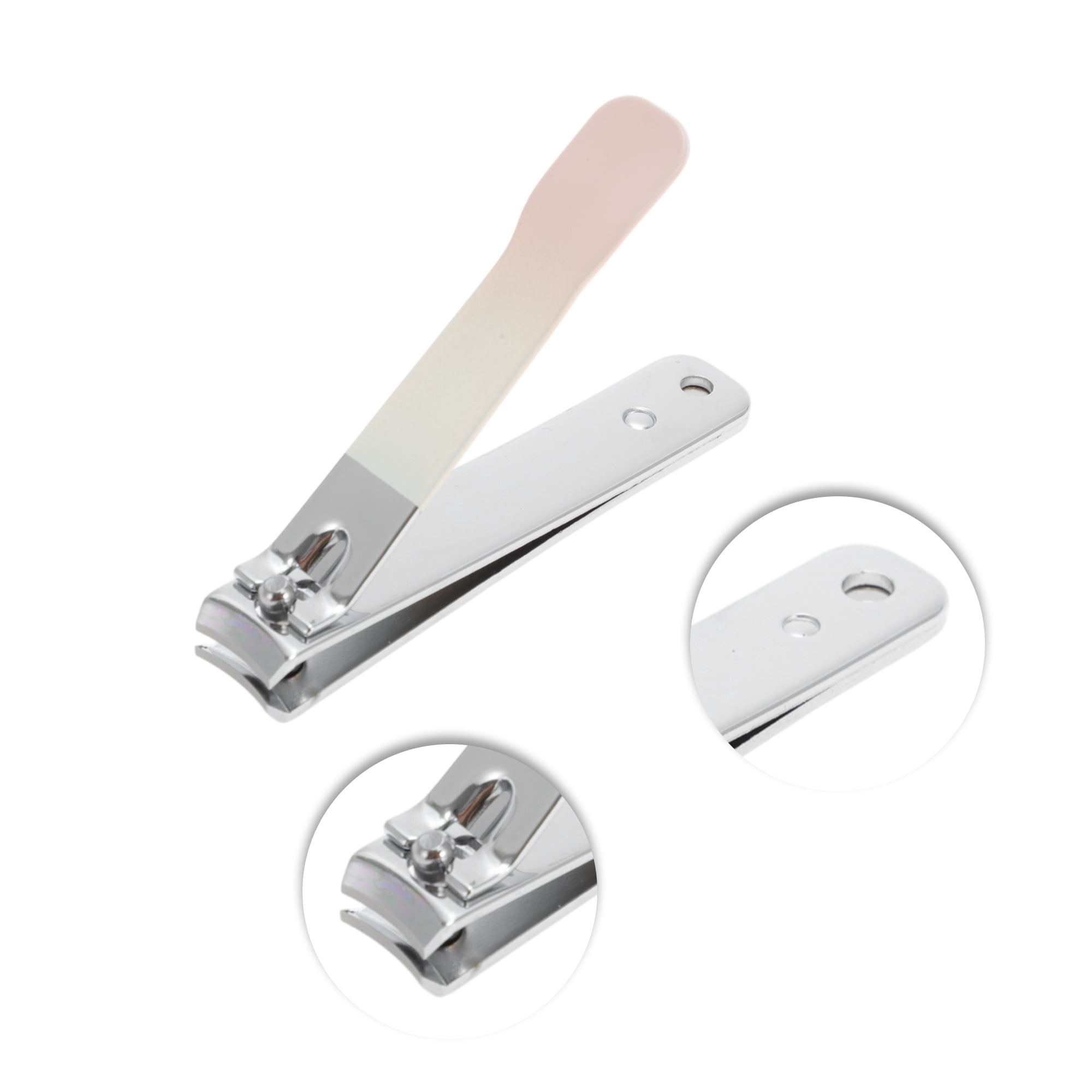 Unique Bargains Gradual Slanted Nail Clippers Set 1 Set Pink 3.15"