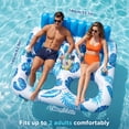 thumbnail image 6 of Livhil Inflatable Pool Float, 2 Person Pool Floats for Adults, Double Inflatable Lounger Pool Raft with Backrest & Cup Holders, Summer Water Fun for Pool Beach Lake, Blue, 6 of 10