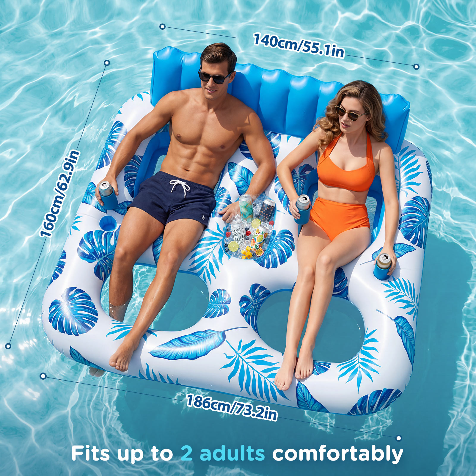 Livhil 2-Person Inflatable Pool Float with Backrest photo 5