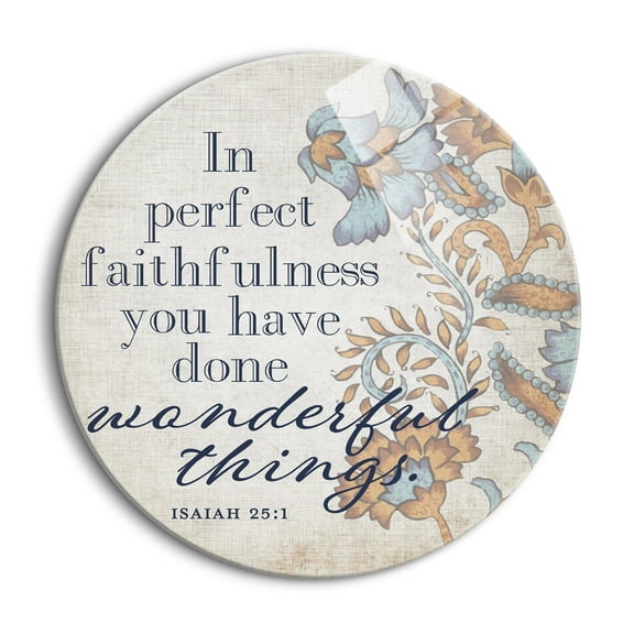 Perfect Faithfulness Cream Floral 24 inch Glass Round Wall Hanging Sign