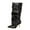 Black, variant on Knee High Boots Women High Heel Pointed Toe Fold Over Booties Button Pull On 2025 Trendy Wide Calf Winter Boots