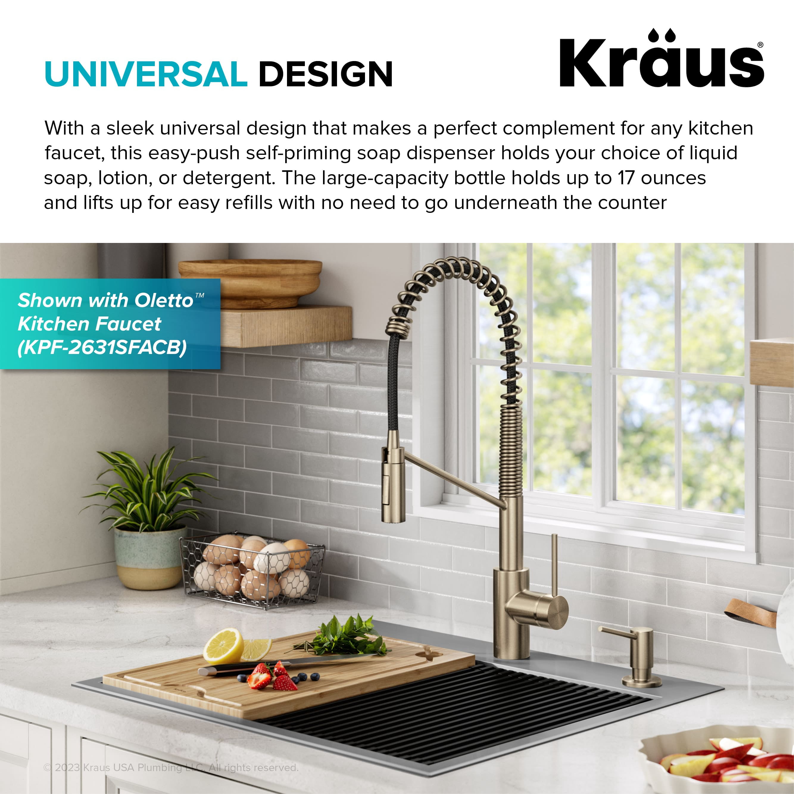 KRAUS Kitchen Soap and Lotion Dispenser in Spot-Free Antique Champagne Bronze