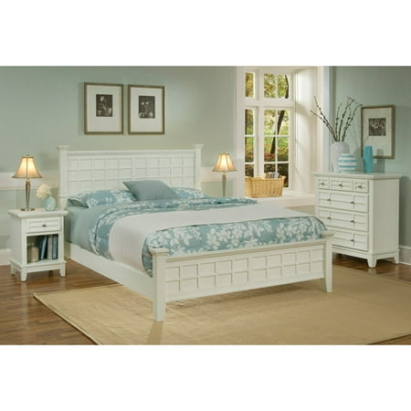 Home Styles Arts and Crafts Queen Bed, Chest and Night Stand Furniture Set, White