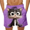 thumbnail image 2 of BRGZLK Mens Beach Shorts Summer Drawstring Waist Funny Animal Expression Printing Summer Swim Trunks Novelty Beachwear Sports Vacation Shorts with Pockets, 2 of 6