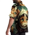 thumbnail image 3 of Retro Cat Men's Short Sleeve Spread Collar Tops, Casual Button Down Shirts, Printed Summer Beach Shirts, Unisex, 3 of 6