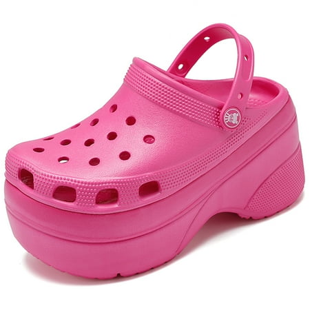 

CERYTHRINA Platform Garden Clogs for Women Height Heels Mules 4 inches Female Slippers Rose 37