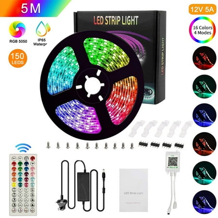 

Tomshoo LED Strip Lights Smart Color Changing Rope Lights 16.4ft/5M 5050 RGB Light Strips with BT APP Controlled Music Apply for TV Bedroom Party and Home Decoration