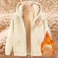 thumbnail image 5 of Zip Up Jackets for Women Fleece Heart Print Oversized Long Sleeve Hooded Sweatshirts Winter Casual Hoodies, 5 of 5