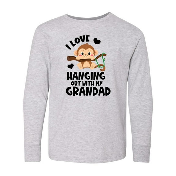 Inktastic Monkey I Love Hanging out with My Grandad Long Sleeve Youth T-Shirt