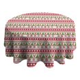 thumbnail image 4 of White Christmas Folk Pattern Round Tablecloth 60"x60",Wrinkle Wipeable Table Cloth for Kitchen Dining Room Picnic Patio Party, 4 of 6
