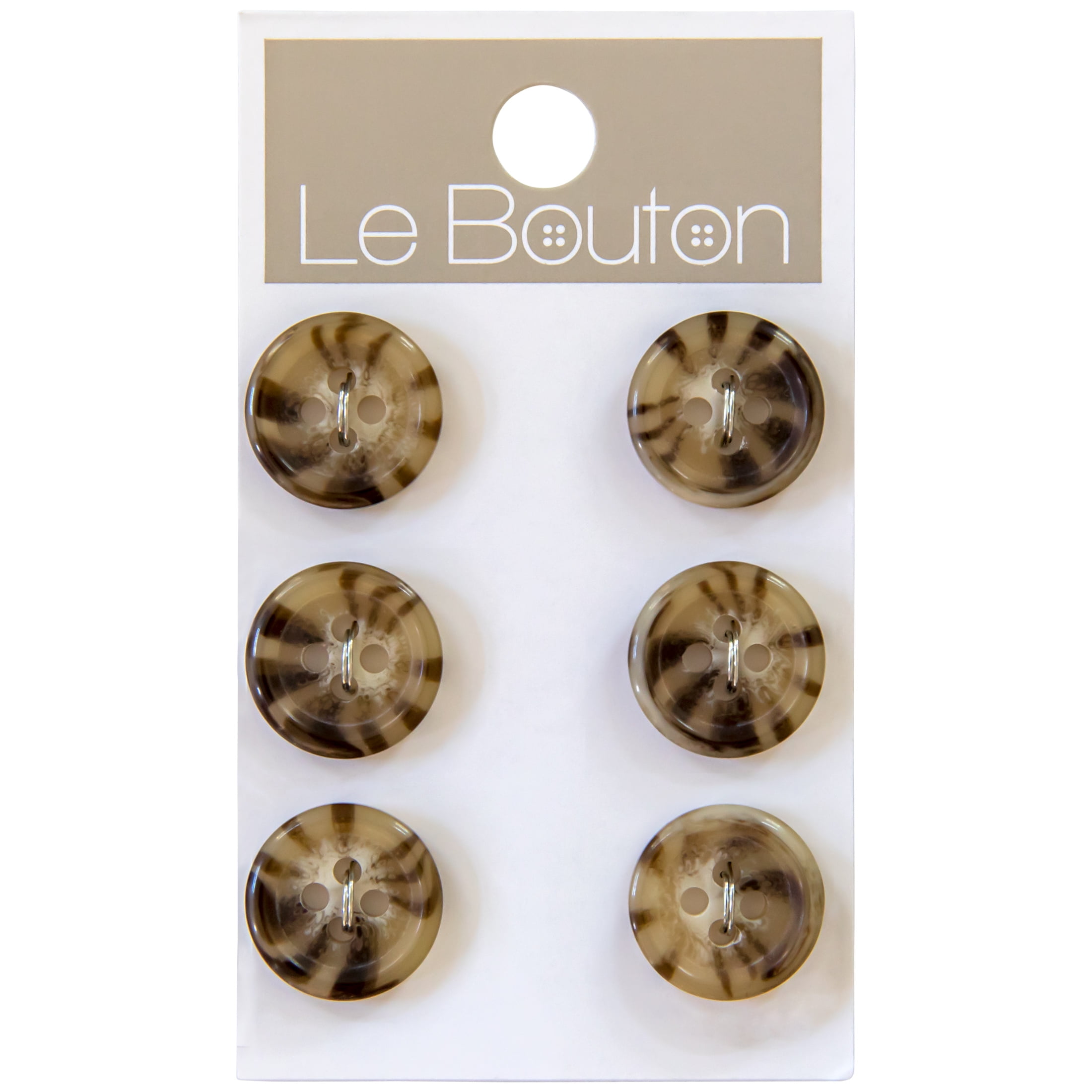 Le Bouton Beige 5/8" 4-Hole Buttons, 6 Pieces