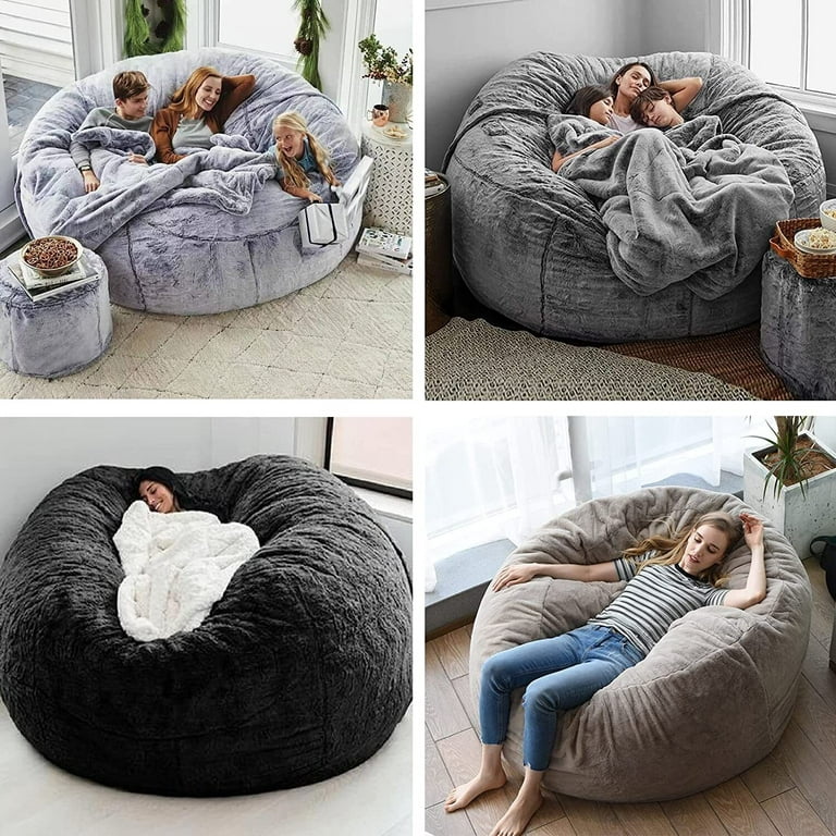 Multifunctional Bean Bag Chair, Large Adult Children's Living Room  Furniture, Soft And Comfortable Bean Bag Cover, Can Relax And Sleep Easy To  Clean (NO Filling) (Blcak, 6FT) 