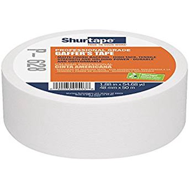WHITE Gaffers Tape SHURTAPE® P628 24mm x 50M (1in x 55yd) FULL case