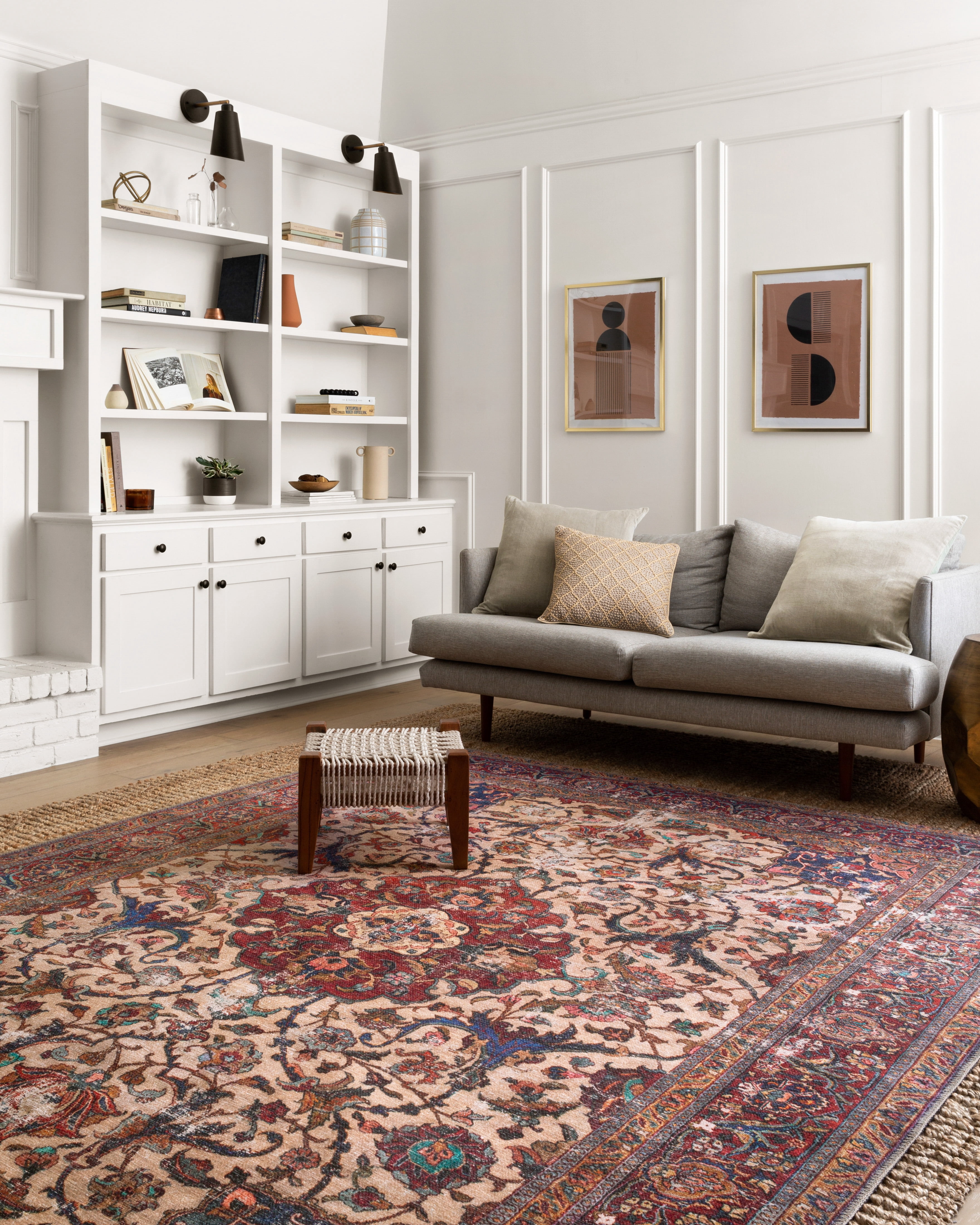 Loloi II Loren Collection LQ-11 Sand / Multi Oriental Area Rug 3'-6" x 5'-6"