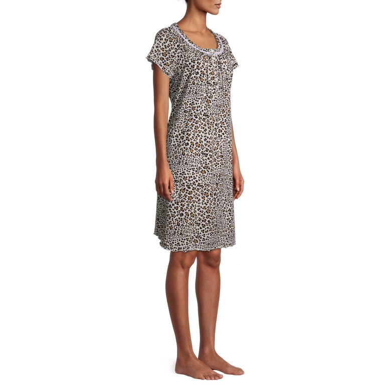 Secret Treasures Short Sleeve Scoop Neck Animal Print Nightgown