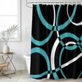 thumbnail image 6 of Polyester Fabric Turquoise Geometric Shower Curtain, Modern Abstract Aesthetic Striped Art Waterproof Bathtub Curtain Bathroom Decor Set with Hooks 36 x 72 Inches, 6 of 6