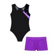 thumbnail image 4 of inlzdz Kids Girls Gymnastics Dance Leotard Sleeveless Workout Exercise Bodysuit with V-front Purple 8, 4 of 5