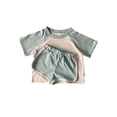 thumbnail image 1 of Guardurnaity Niños Diseño simple Estilo casual Camiseta Pantalones cortos Conjunto Verano Viajar Senderismo Manga corta Tops Piernas anchas conjuntos de ropa Azul 80cm, 1 of 6