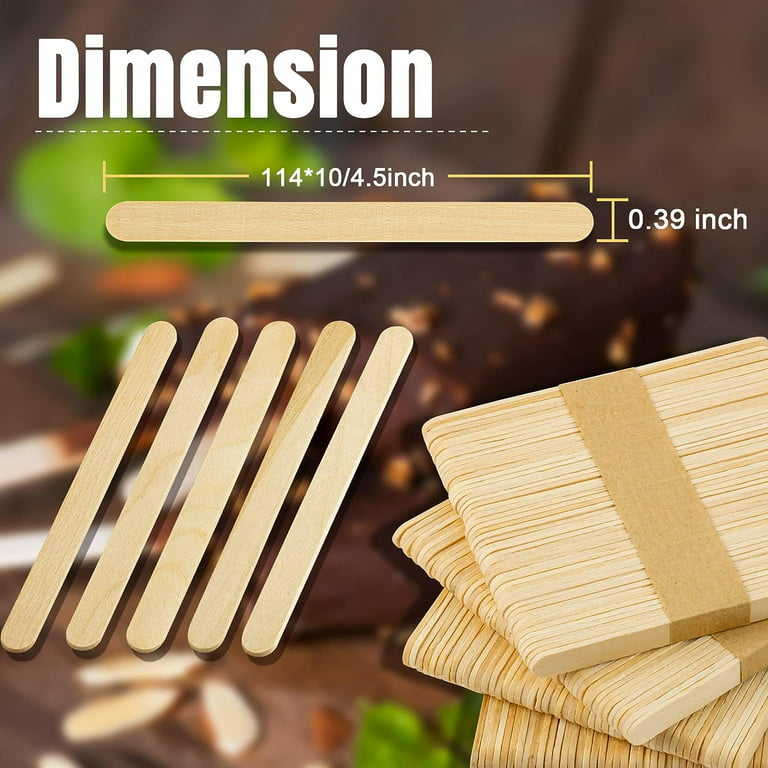 200 Natural Wood 4.5 Long Popsicle Sticks Raw Pine Wooden Craft Project  Making
