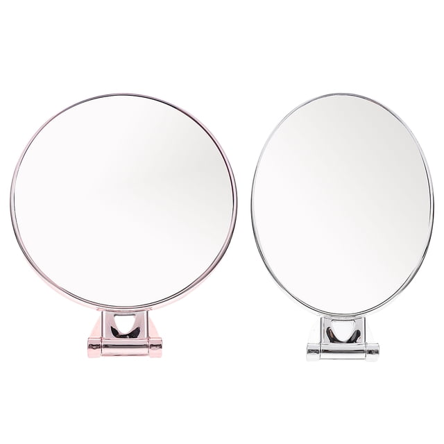 2 unids dual-lateral plegable maquillaje espejo redondo maquillaje espejo oval cosmético espejo