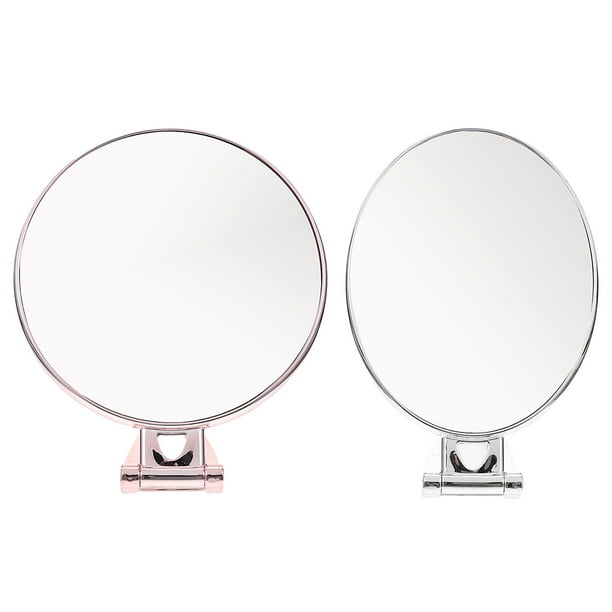 2 unids dual-lateral plegable maquillaje espejo redondo maquillaje espejo oval cosmético espejo