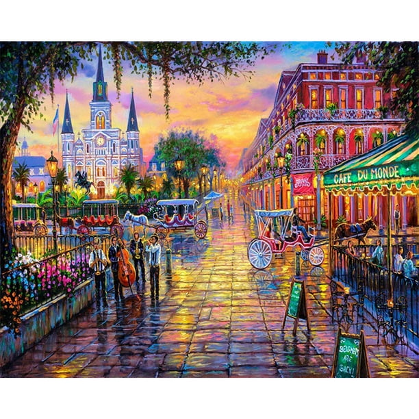 Punto Cruz 11CT Hilo Algodón DIY Impreso New Orleans Plaza Bordado