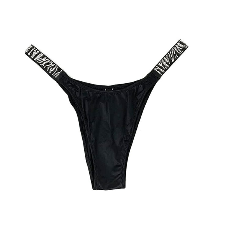 Victoria's Secret Very Sexy Bombshell Shine Brazilian Panty Black Tiger  Rhinestone Strap Size X-Small NWT