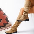 thumbnail image 7 of Women's Slouchy Knee High Boots Pointed Toe Chunky Flat Heel Riding Combat Tall Pull On Boots Khaki 9.5(43), 7 of 7