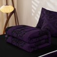 thumbnail image 6 of Homewish Boho Hipple Skull Zipper Full Size Comforter Sets with Fitted Sheet and 2 Pillowcases,Vintage Purple Damask Zipper Bedding Set,Halloween Gothic Bed Set,Black Reversible,4pcs, 6 of 8