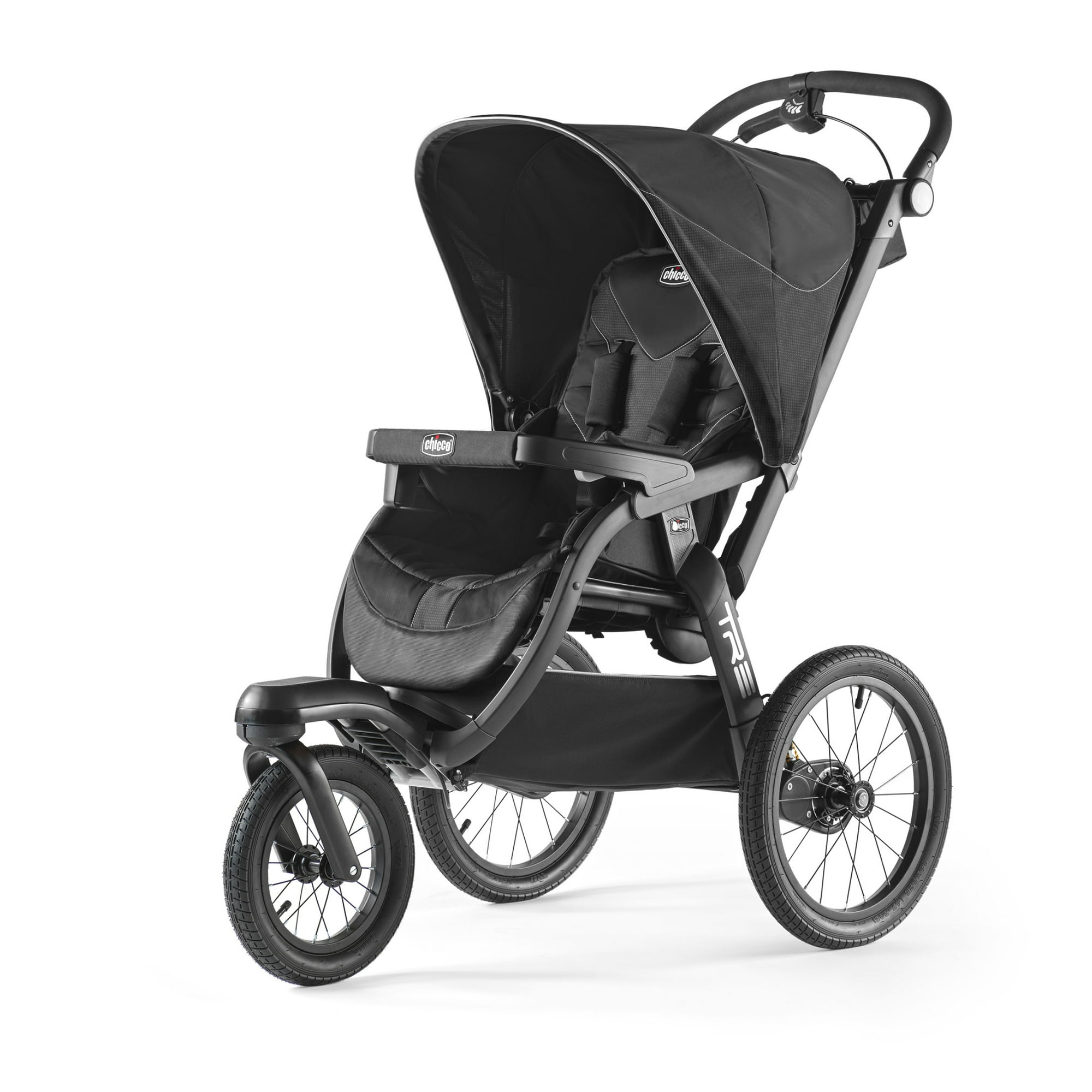 Chicco TRE Jogging Stroller, Lightweight Aluminum Frame, Hand-Brake and Pneumatic Rear Tires, Accepts any Chicco Infant Car Seat - Galaxy (Black)