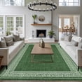 thumbnail image 4 of Area Rug 60×96in, Green White Geometric Texture Floor Carpet Living Room Rug, Farmhouse Ethnic Linen Style Non-Slip Welcome Mat Indoor Rugs for Bedroom Dining Room, 4 of 9