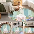 thumbnail image 5 of Round Rug 4Ft Washable Non-Slip, Cute Easter Bunny Circle Area Rugs for Living Room Bedroom, Eucalyptus Leaves Colorful Eggs Wooden Indoor Floor Mats Carpet Runner for Home Decor Aesthetic, 5 of 8