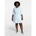 thumbnail image 2 of Terra & Sky Women's Plus Size Tiered Shirt Dress with Long Sleeves, Sizes 0X-5X, 2 of 5
