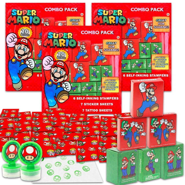 Set de regalos para fiestas de Super Mario con 60 cajas de obsequios con pegatinas