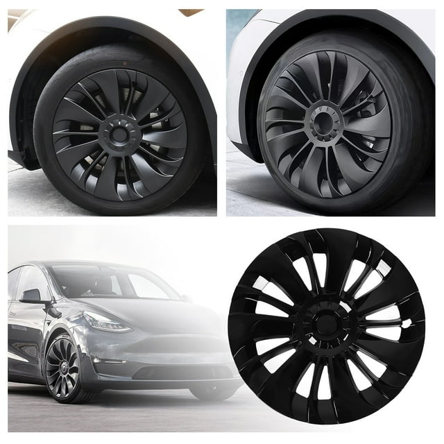 Couvercle de Moyeu de Roue, 4Pcs 19in Roue Moyeu Faible Résistance au Vent Protection Remplacement pour le Modèle Y 2021 2022 2023