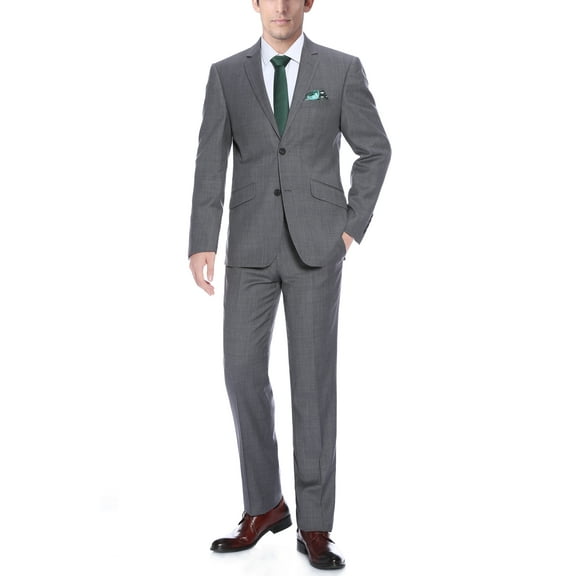 Men's Two Button Suit Slim-Fit 100% Wool Suit