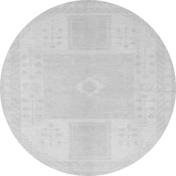 Ahgly Company Indoor Round Abstract Gray Modern Area Rugs, 4' Round