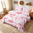 thumbnail image 3 of Erosebridal Cute Pink Pumpkin Quilt King, Kawaii Hedgehog King Coverlet Set for Girls, Blush White, 3-Piece 1 Bedspread and 2 Pillowcases, 3 of 7
