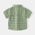thumbnail image 2 of vdgthytj Kids Boys Button down Shirt Plaid Collared Short Sleeve Beach Shirt Toddler Summer Top Outfit with Pocket, 2 of 9