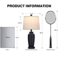 thumbnail image 4 of Cinkeda 25" Touch Control Table Lamp Set of 2, Black Sand-Textured Resin Body with Oatmeal Linen Shade, USB-A and Type-C Ports with AC Outlet, 3-Level Dimmable, E26 LED Bulb Included for Bedroom, 4 of 8