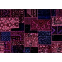 Ahgly Company Indoor Rectangle Patchwork Purple Transitional Area Rugs, 5' x 7'
