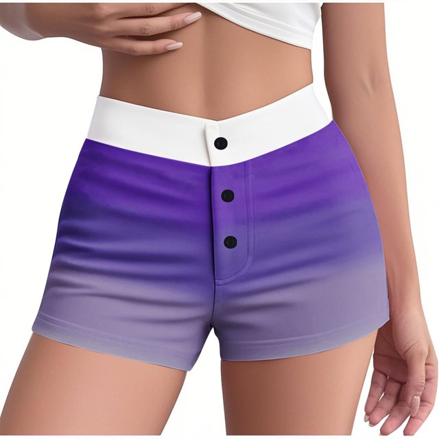 MeetoTime Pyjama pour Femmes Été Imprimé Taille Élastique Bouton Taille Haute Pyjama Ajusté Shorts