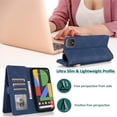 thumbnail image 3 of REQO Compatible with Google Pixel 4 Wallet Case Tempered Glass Screen Protector and Zipper Retro Leather Flip Cover Card Holder Stand Cell Accessories for Pixel4 Pixle Four Women Men Blue, 3 of 7