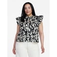 thumbnail image 2 of Time and Tru Women's Cotton Split Neck Top with Flutter Sleeves, Sizes XS-XXXL, 2 of 6