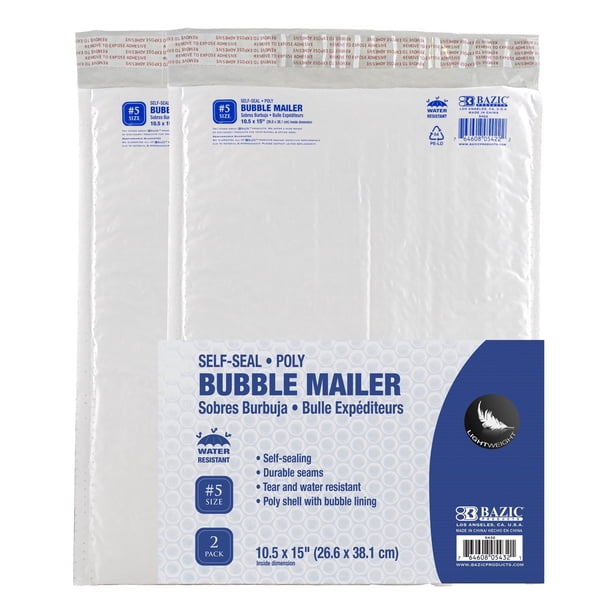 BAZIC Sobres de Envío Acolchados de Poliéster con Burbujas de 10,5" x 15" 5, 2 Unidades