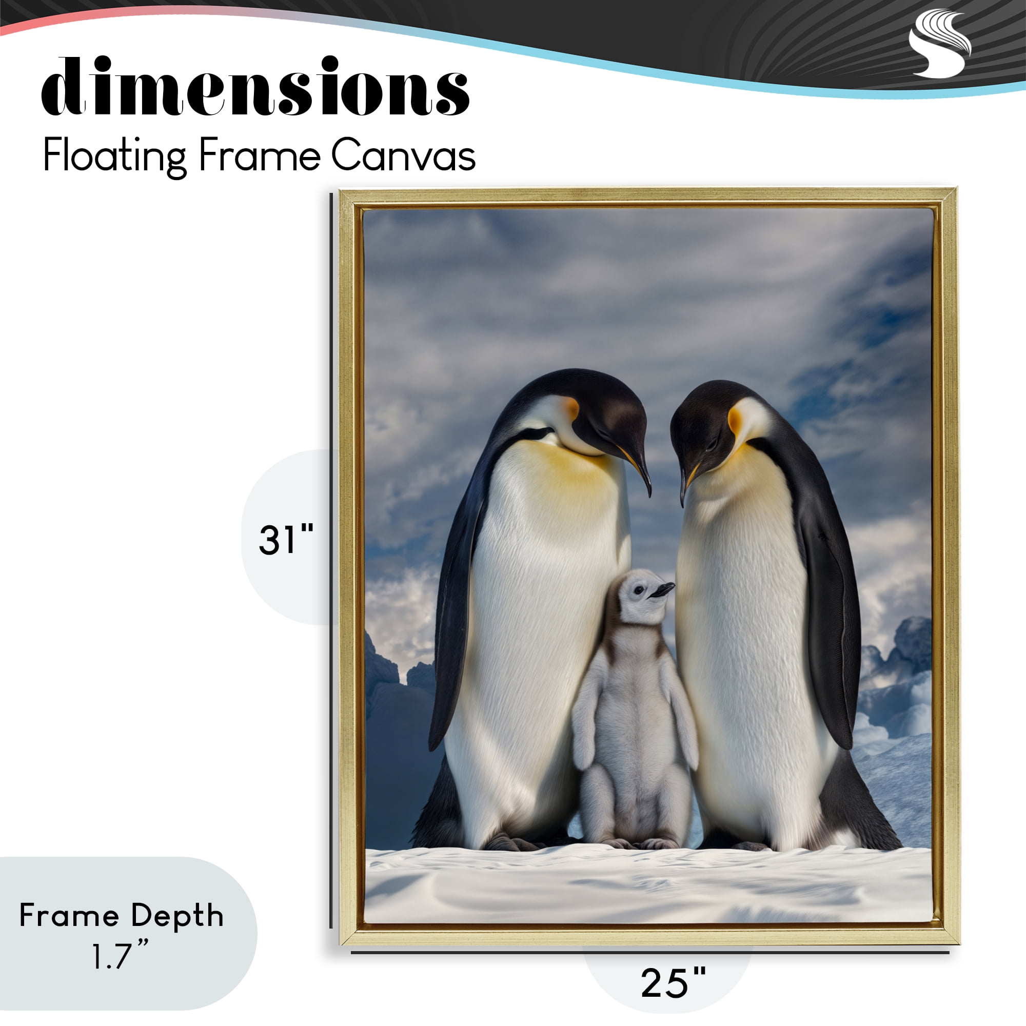 Stupell Industries Penguins In The Wild Gold Framed Floater Canvas Wall Art, design by Scott Stulberg