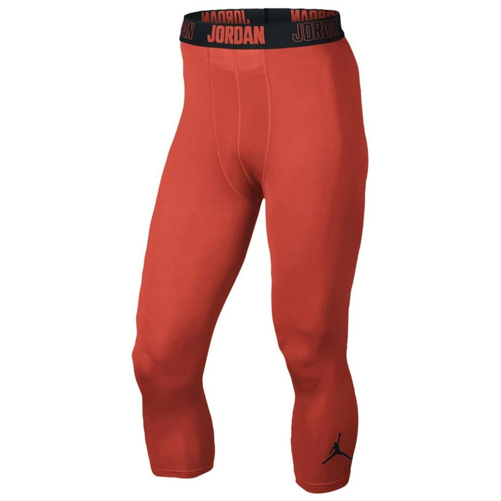 Air Jordan - Nike Jordan Mens AJ All Season 3/4 Compression Tights Black/Red New (Red,3XL