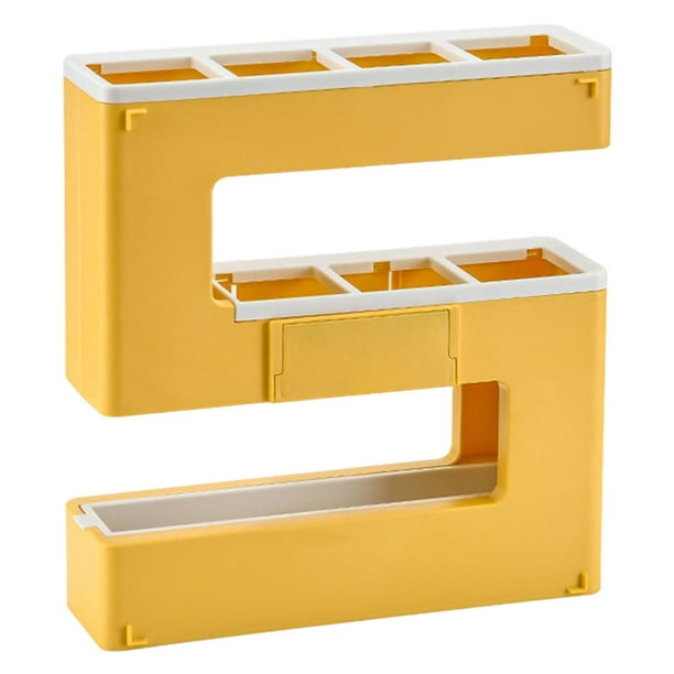 Soporte para paraguas con 5 formas, soporte para bastones y organizador multifuncional para paraguas. Amarillo