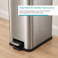 thumbnail image 6 of Home Zone Living 4 Gallon Slim Kitchen Trash Can with Step Pedal, Soft-Close Lid and Removable Inner Bucket, Stainless Steel, Silver, 6 of 9