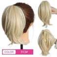 thumbnail image 2 of Chignon Droit en Désordre Postiche Synthétique Queue de Cheval Courte Pince Extensions de Queue de Cheval pour Femmes, 2 of 7